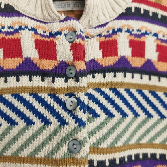 Cricket Women's Vintage (90's) Sweater Multicolored Geometric Sz M British Crown - Picture 5 of 9
